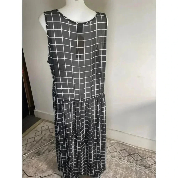 NWT Women's Agnes & Dora Black and Ivory Window Pane Sheer Godiva Dress 3X 0062‎ - Picture 5 of 8